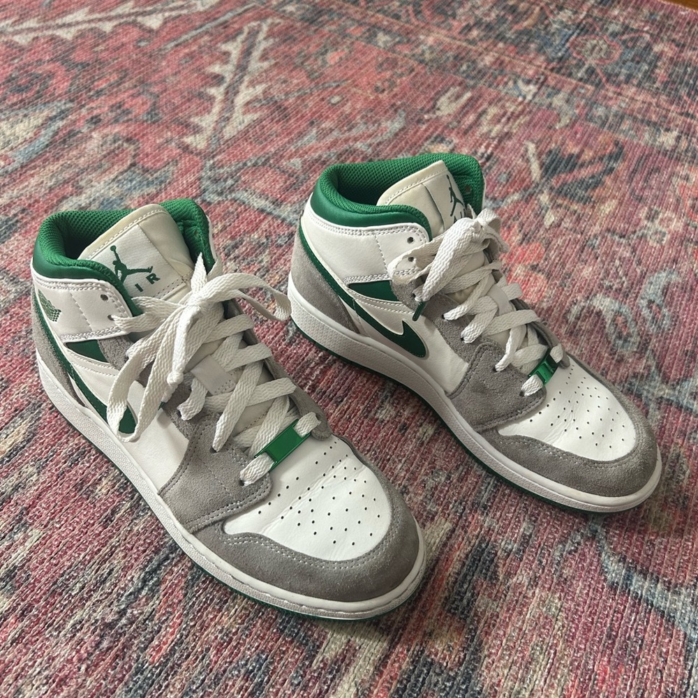 Nike Air Jordan 1 White and Green High-Top Sneakers